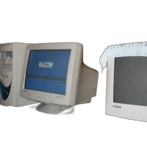 3d render, old, computer, setup transparent PNG cut-out