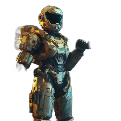 robot, weapon, concept art, 3d render transparent PNG cut-out