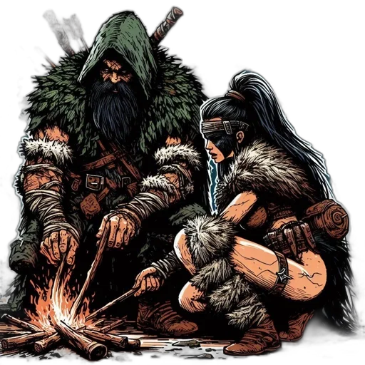 fantasy art, comic book art, concept art, bearded transparent PNG cut-out