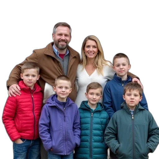 jacket, staff, family, seven transparent PNG cut-out