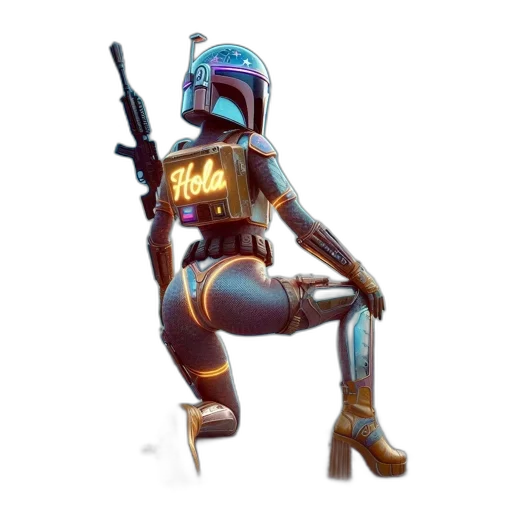 weapon, robot, jacket, staff transparent PNG cut-out