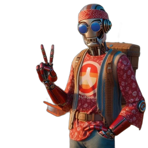 robot, jacket, weapon, face transparent PNG cut-out