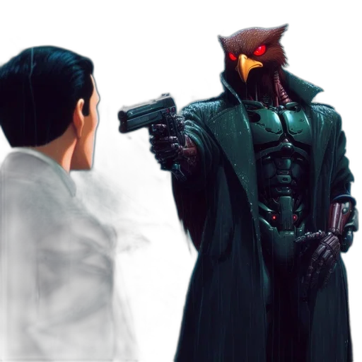 mask, weapon, jacket, concept art transparent PNG cut-out