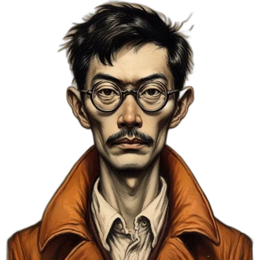 face, jacket, staff, comic book art transparent PNG cut-out