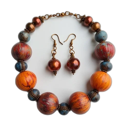 jewelry, earth tones, multicolor, beads transparent PNG cut-out