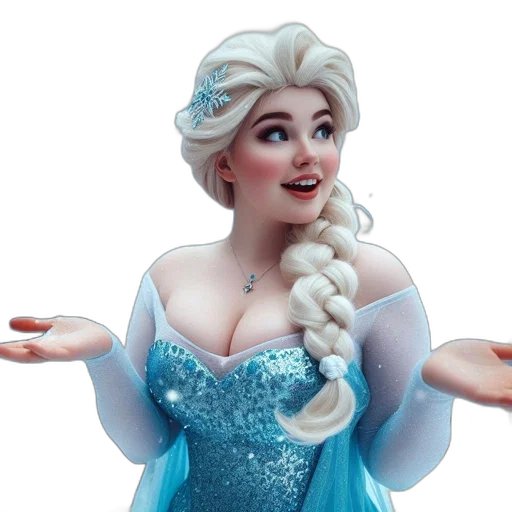 dress, crown, face, 3d render transparent PNG cut-out