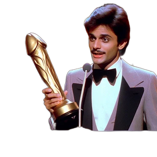 man, suit, holds, trophy transparent PNG cut-out