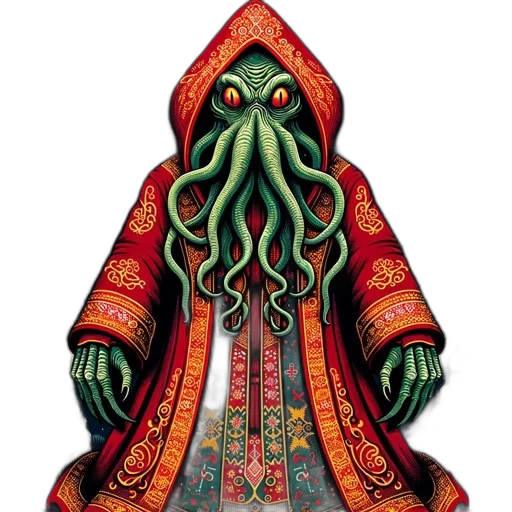 creature, dress, mask, staff transparent PNG cut-out