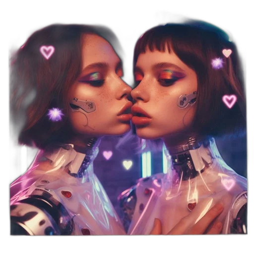robot, cyberpunk, concept art, vaporwave transparent PNG cut-out