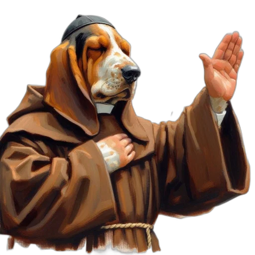 staff, photorealistic, oil painting, dog transparent PNG cut-out