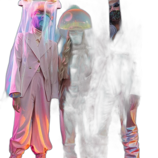 jacket, mask, creature, staff transparent PNG cut-out