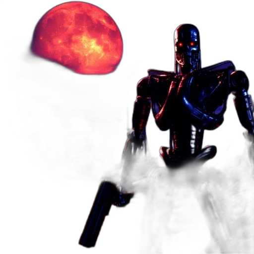 robot, weapon, concept art, 3d render transparent PNG cut-out