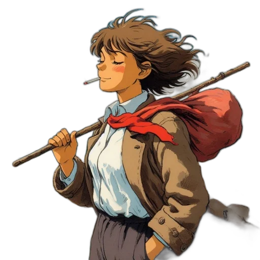 staff, jacket, umbrella, weapon transparent PNG cut-out