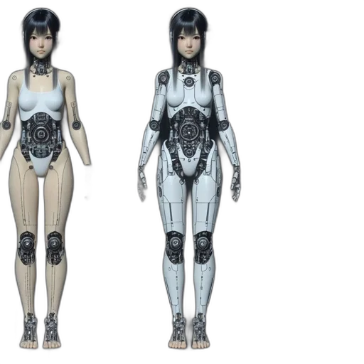 robot, concept art, cyberpunk, 3d render transparent PNG cut-out