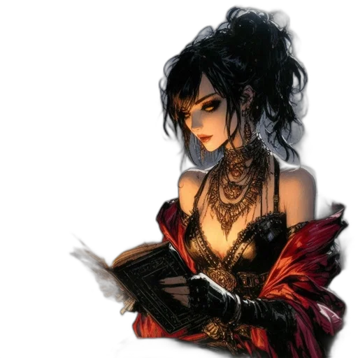 dress, jewelry, comic book art, fantasy art transparent PNG cut-out