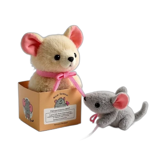 3d render, plush, toy, mouse transparent PNG cut-out