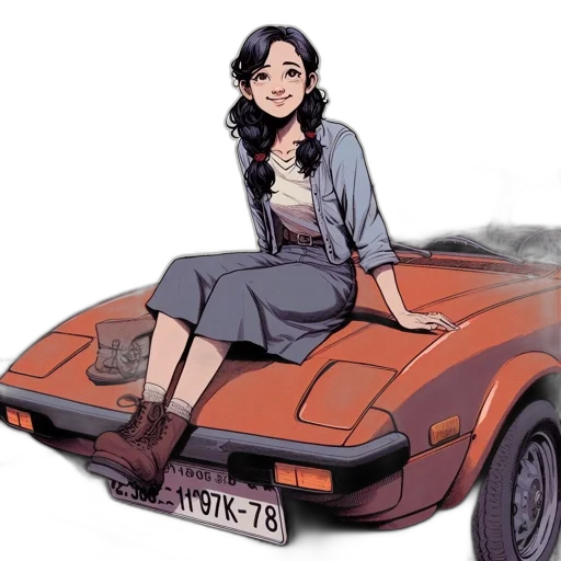 car, jacket, robot, comic book art transparent PNG cut-out