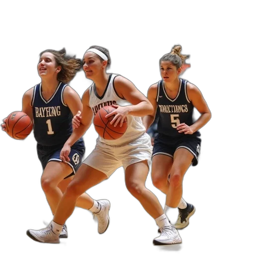 girls, basketball, team, going transparent PNG cut-out
