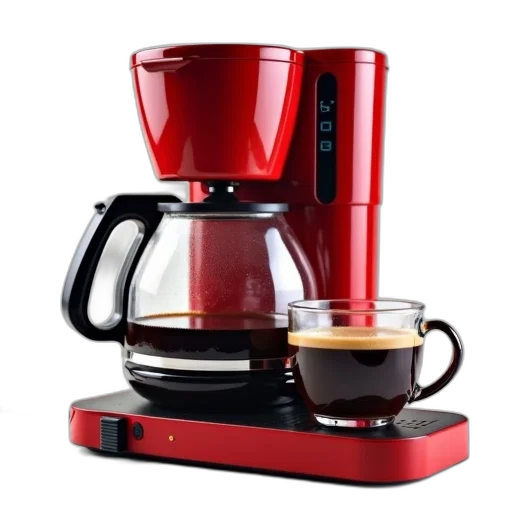 3d render, red, coffee, maker transparent PNG cut-out