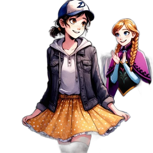 jacket, dress, hat, staff transparent PNG cut-out
