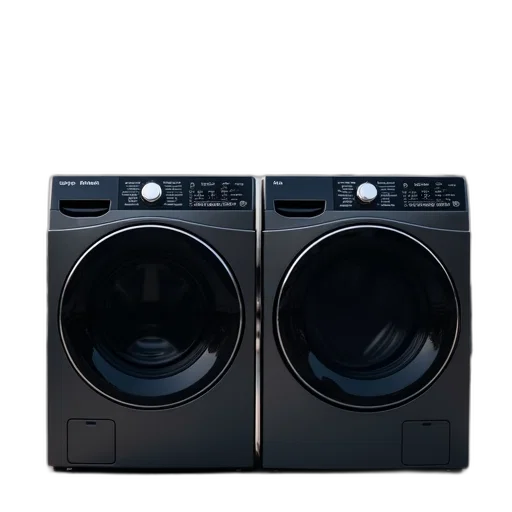 two, black, washing, machines transparent PNG cut-out