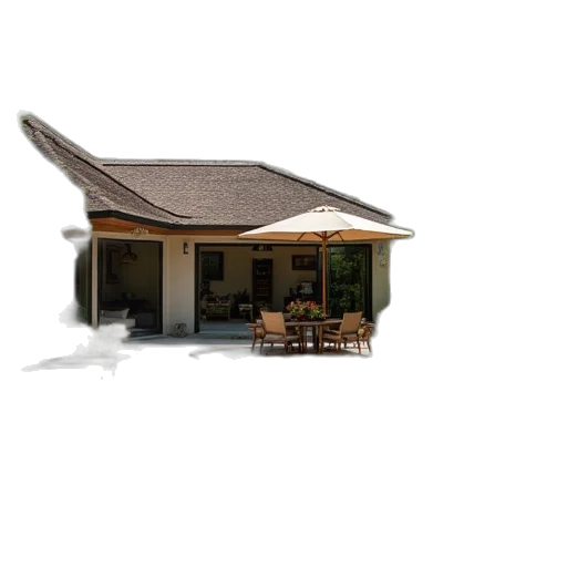 furniture, building, umbrella, 3d render transparent PNG cut-out