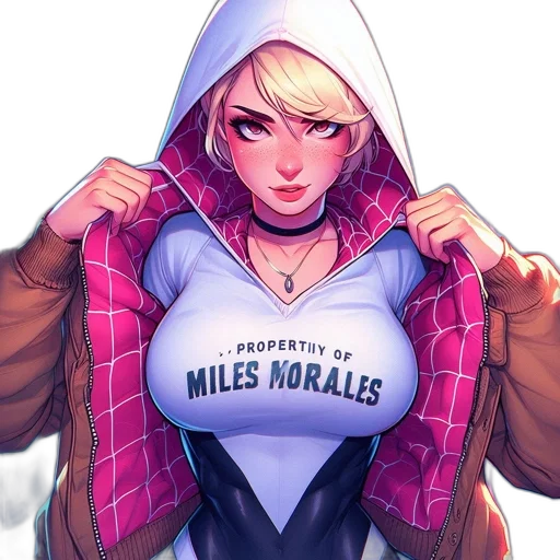 jacket, dress, comic book art, cyberpunk transparent PNG cut-out