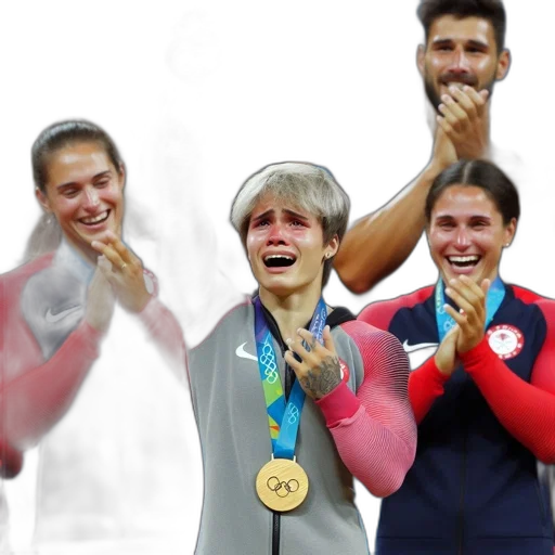 female, athlete, holds, olympic transparent PNG cut-out