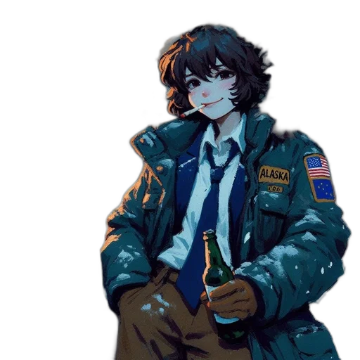 jacket, staff, face, weapon transparent PNG cut-out