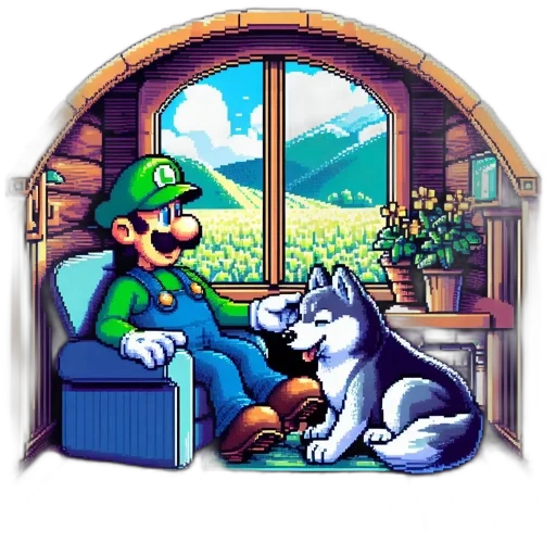 furniture, animal, mask, pixel art transparent PNG cut-out