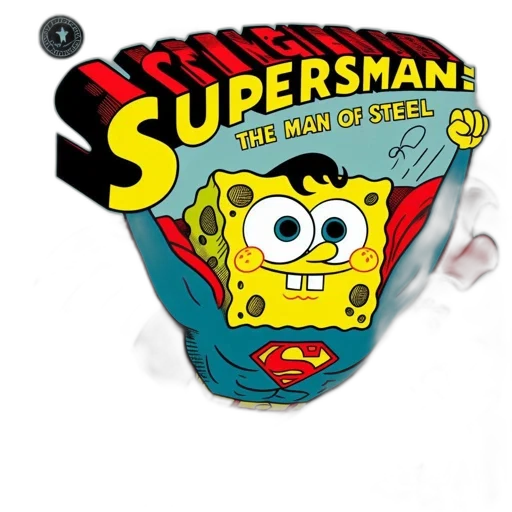 illustration, spongebob, wears, superman transparent PNG cut-out