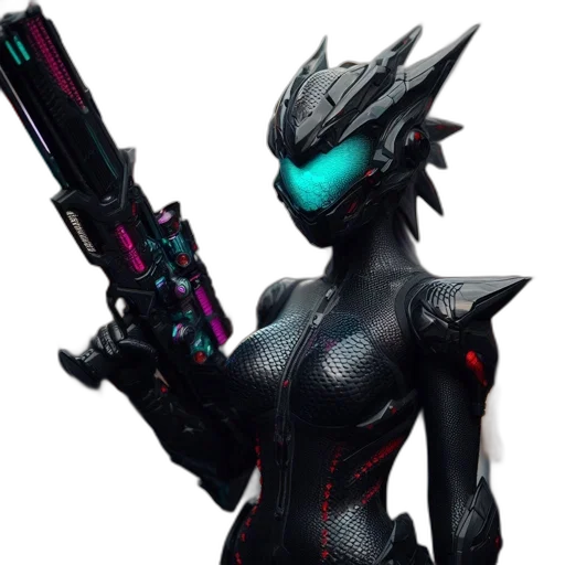 robot, weapon, concept art, cyberpunk transparent PNG cut-out