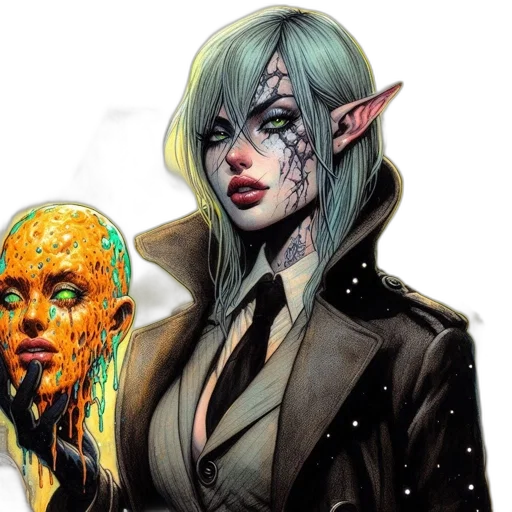 concept art, comic book art, fantasy art, cyberpunk transparent PNG cut-out