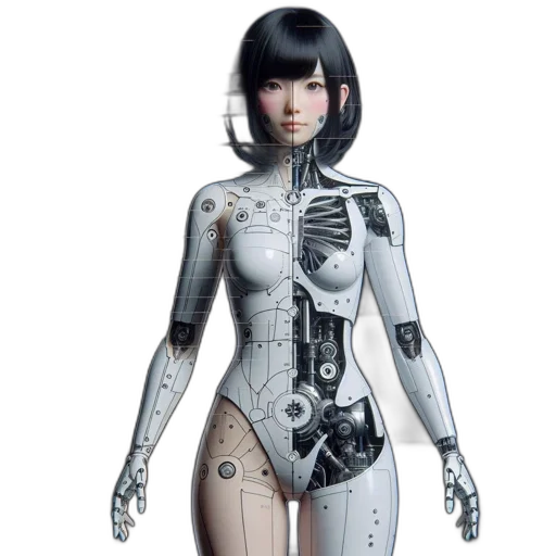robot, cyberpunk, concept art, 3d render transparent PNG cut-out