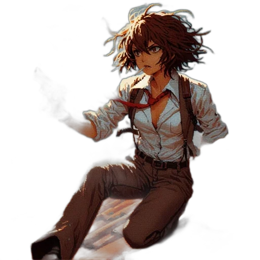staff, jacket, weapon, hair transparent PNG cut-out