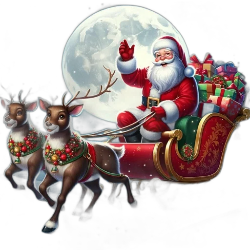 concept art, fantasy art, santa, rides transparent PNG cut-out