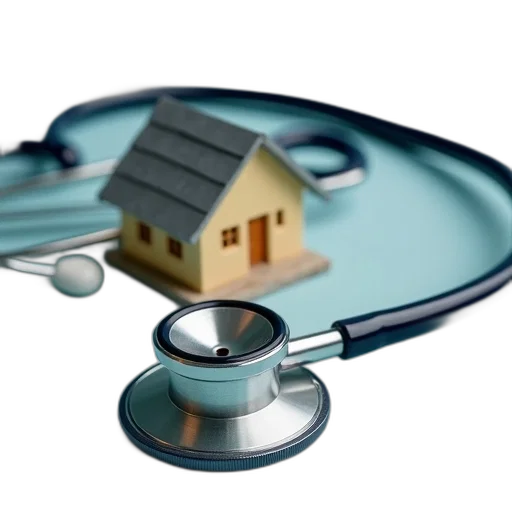 house, next, stethoscope, doctor transparent PNG cut-out