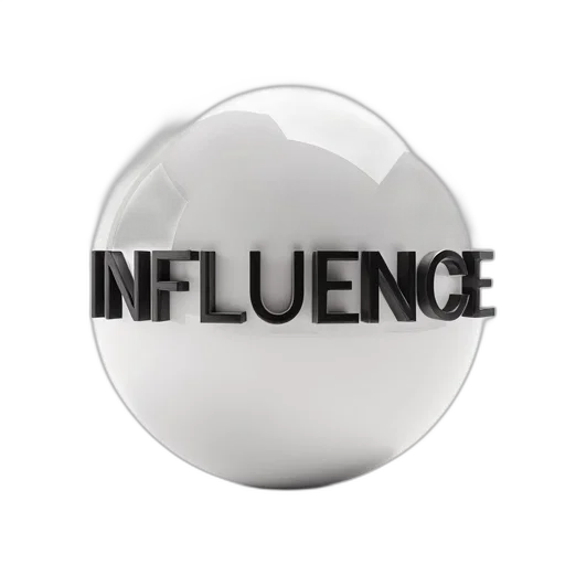 3d render, sphere, word, influence transparent PNG cut-out