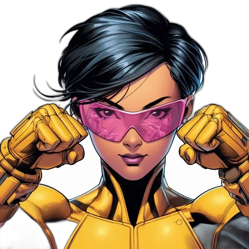 comic book art, concept art, golden, female transparent PNG cut-out
