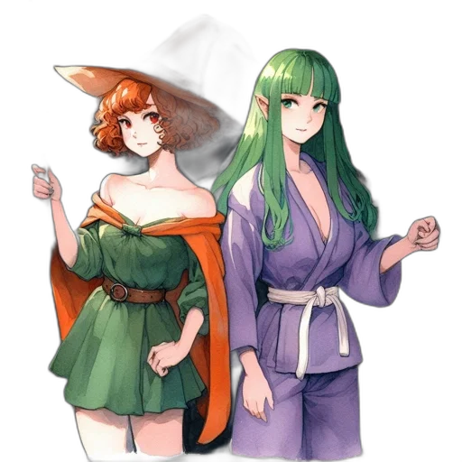 dress, staff, concept art, anime transparent PNG cut-out