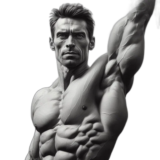 photorealistic, 3d render, concept art, muscular transparent PNG cut-out