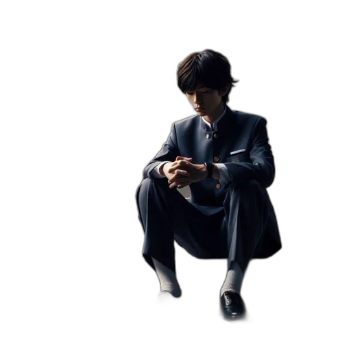 jacket, staff, shoes, face transparent PNG cut-out