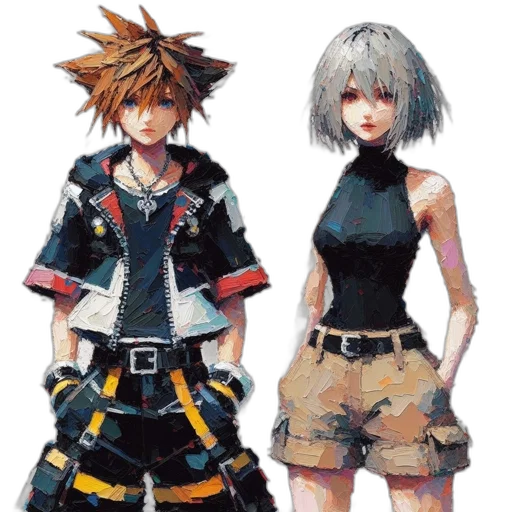 concept art, pixel art, anime, 3d render transparent PNG cut-out