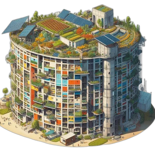 building, concept art, 3d render, photorealistic transparent PNG cut-out