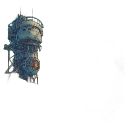 robot, weapon, staff, building transparent PNG cut-out