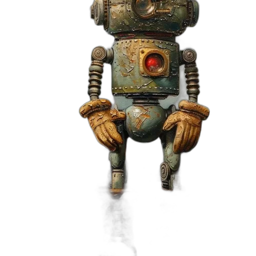 robot, staff, mask, creature transparent PNG cut-out