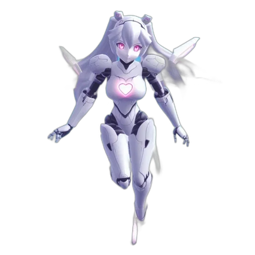 robot, concept art, 3d render, vaporwave transparent PNG cut-out