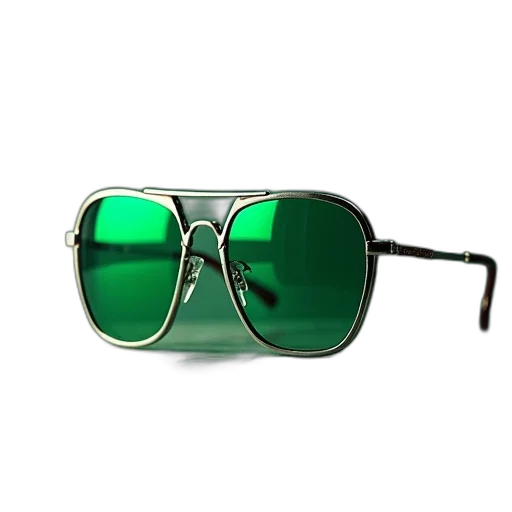 3d render, green, glasses, silver transparent PNG cut-out