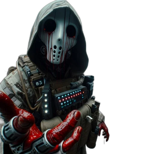 mask, robot, weapon, jacket transparent PNG cut-out