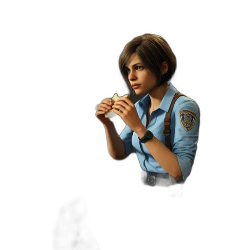 staff, jacket, face, weapon transparent PNG cut-out
